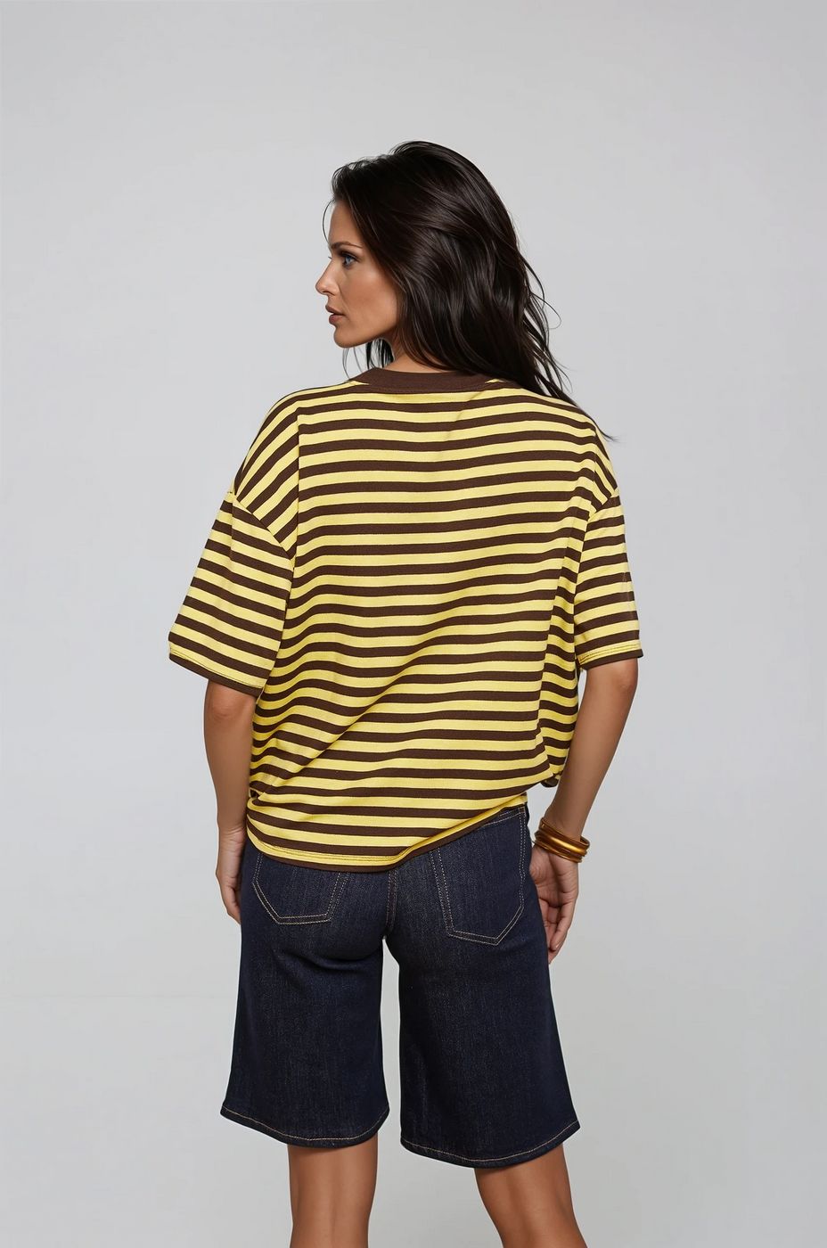 T-Shirt En Coton À Rayure - Marron