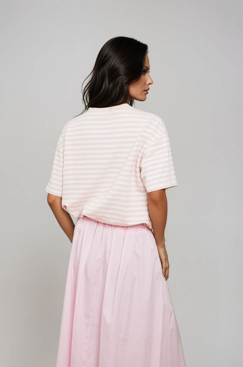 Striped Cotton T-shirt - Pink