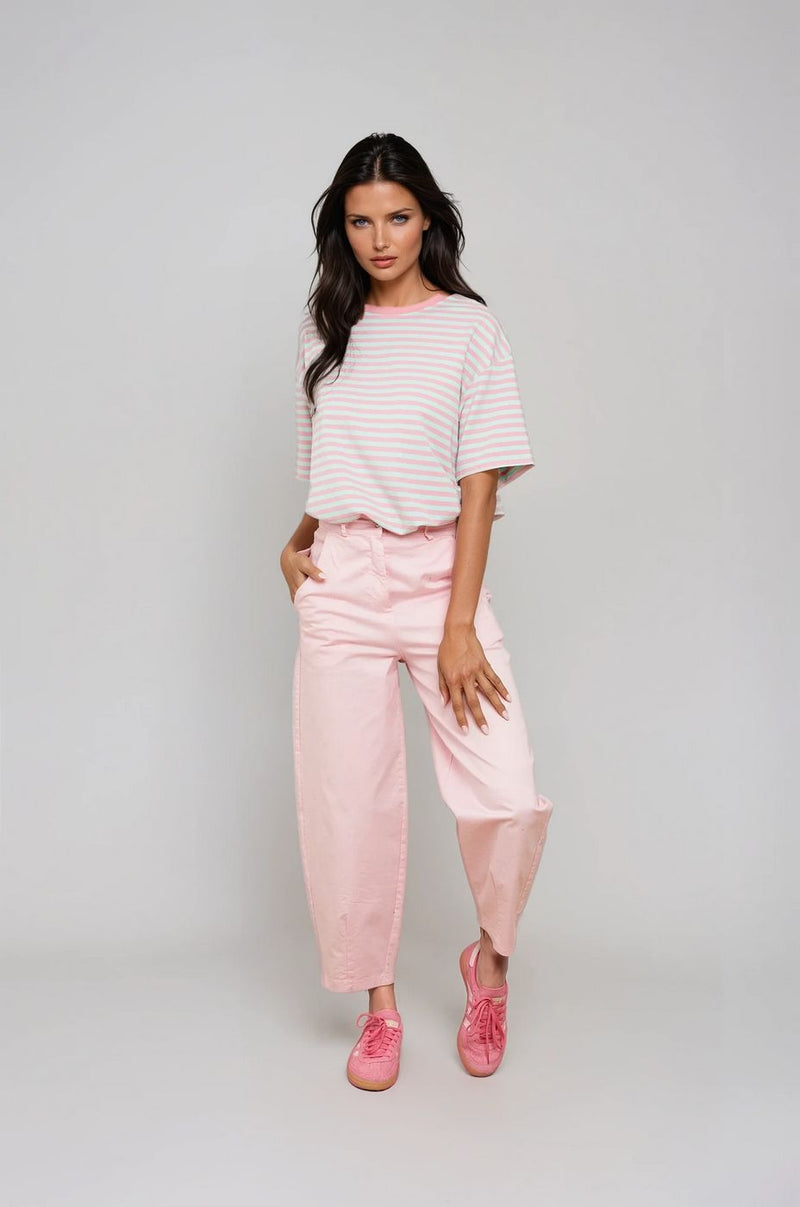 Striped Cotton T-shirt - Pink