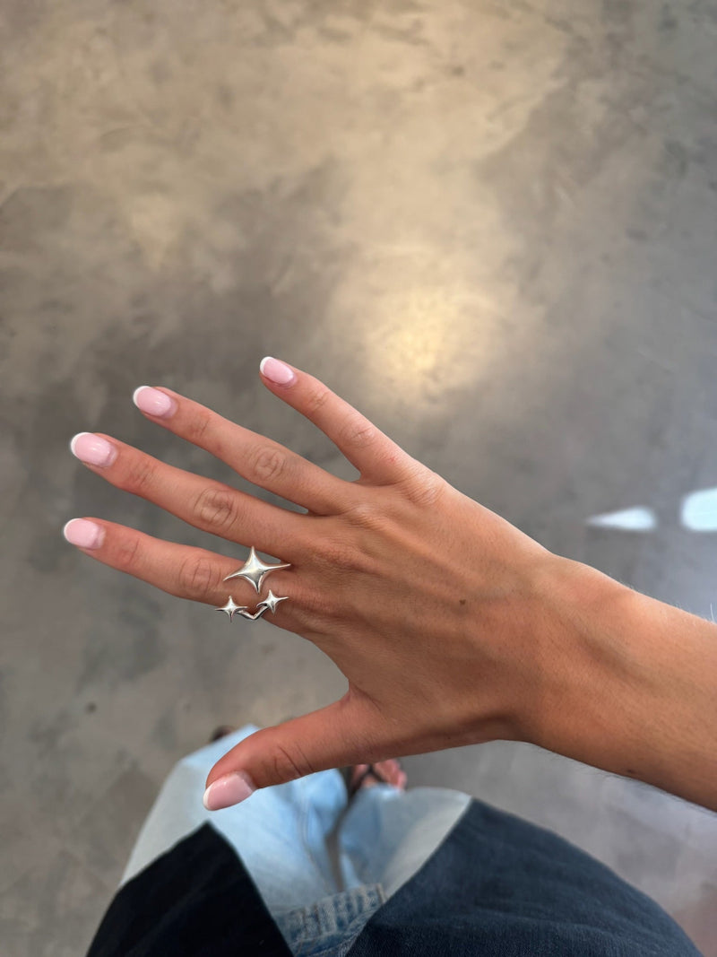 Anillo Plata Triple Estrella