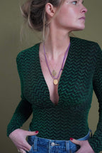 Mia Sequined Bodysuit Green/Black