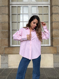 Camisa de rayas rosa bebé
