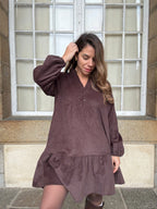 Vestido De Terciopelo Hortense Chocolate