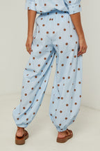 Pantalón De Algodón Con Estampado De Lunares - Cielo
