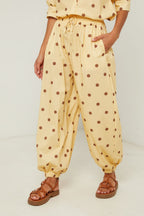 Pantalon En Coton Au Motif À Pois - Jaune