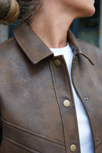 Pia Faux Leather Jacket Brown