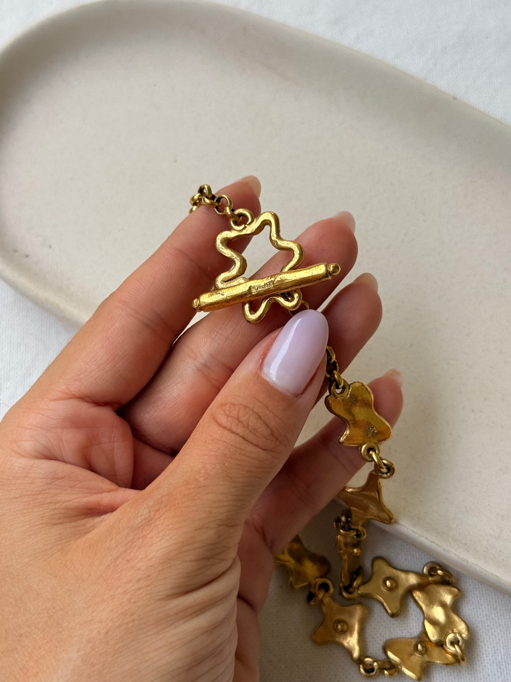 Biche De Bere Vintage Necklace - Gold-Tone Shaped Links