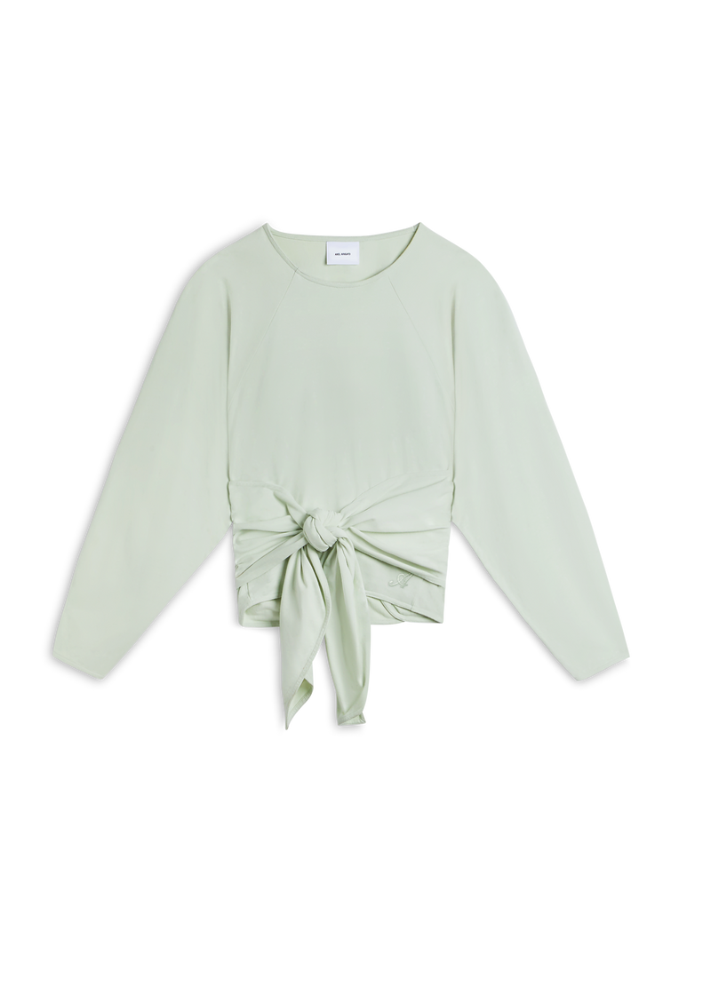 Drape Tie-Front Sweater - Pale Mint - Women