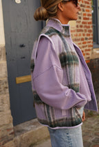 Léa Lilac Check Sleeveless Jacket