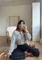 Maria floral wide-collar blouse