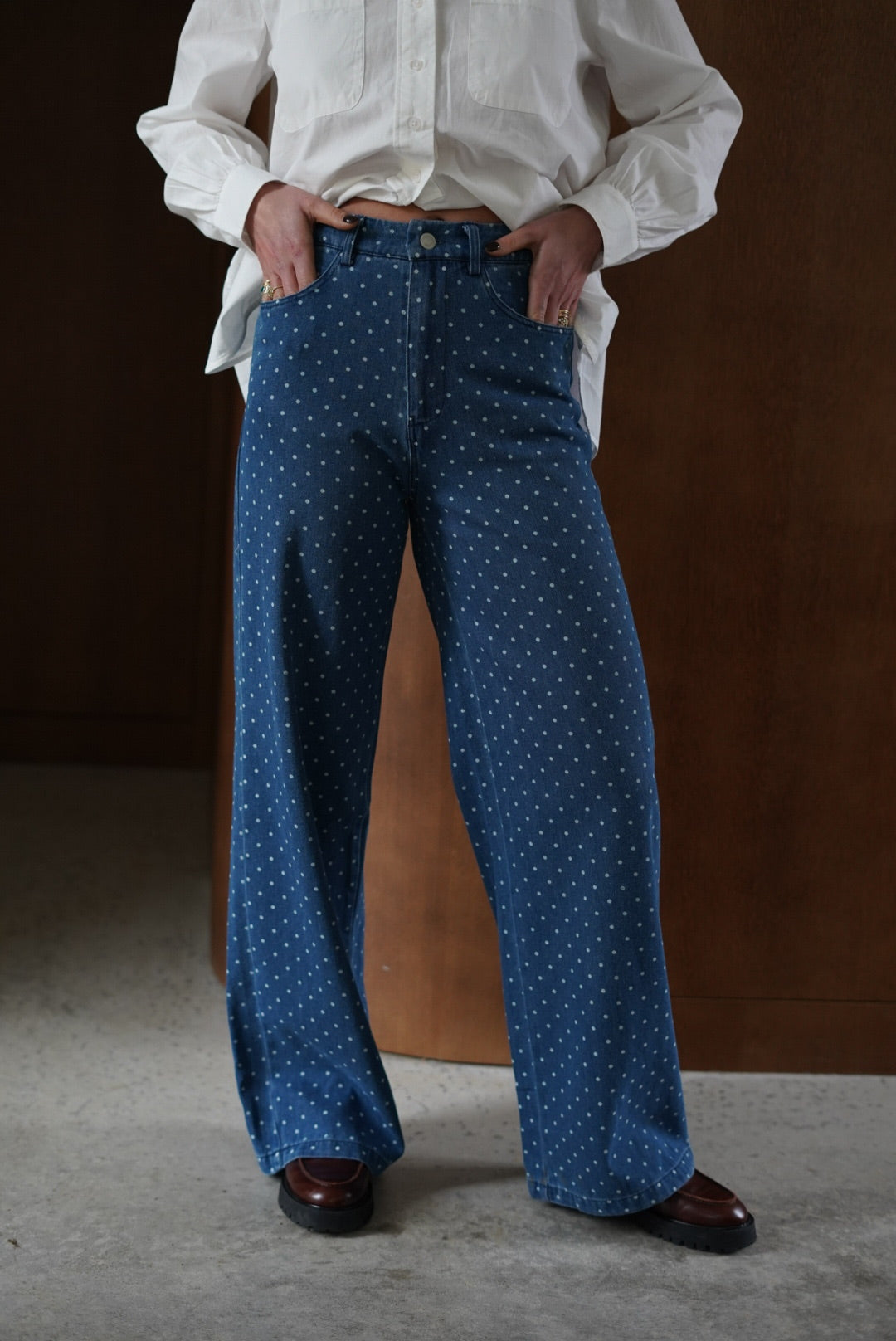 Antoine Wide Polka Dot Jeans