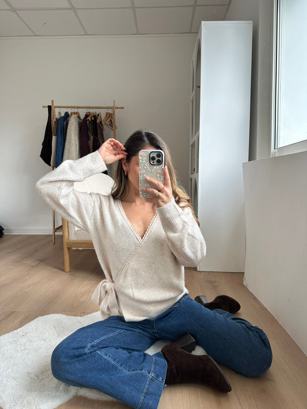 Chloé beige tie-front cardigan
