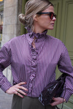 Clara Blouse Burgundy Stripe