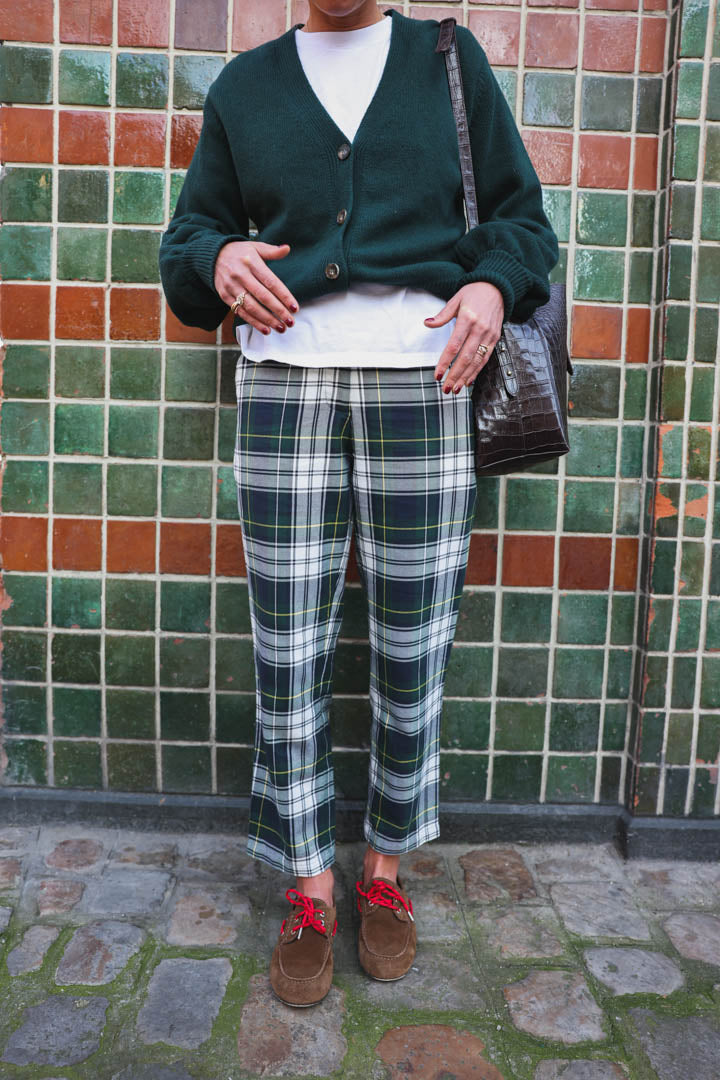 Pantalon Léonce Carreaux Marine/Vert