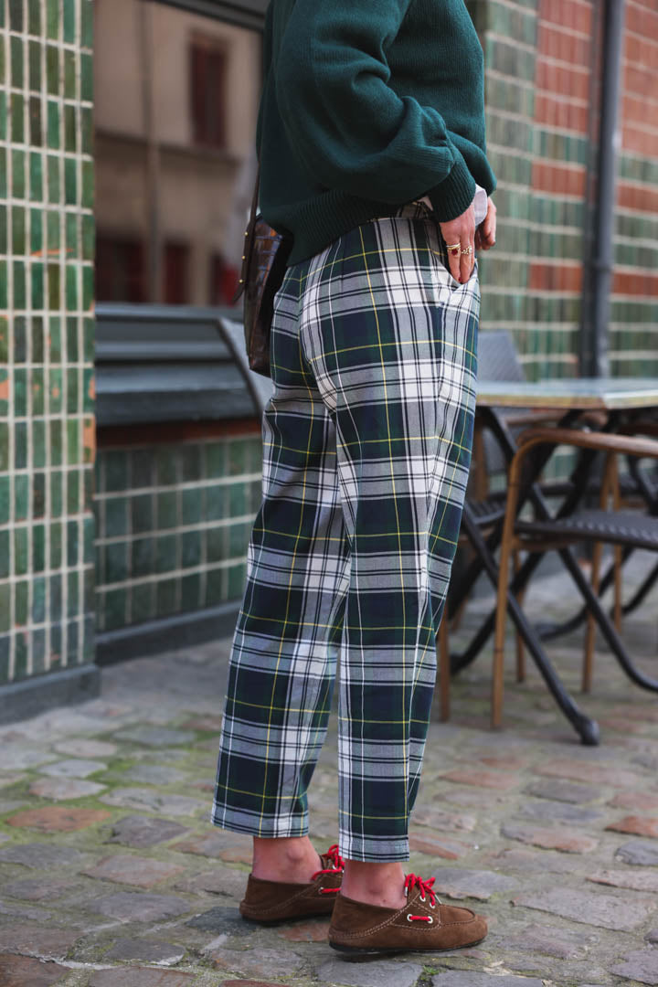 Pantalon Léonce Carreaux Marine/Vert