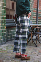 Pantalon Léonce Carreaux Marine/Vert