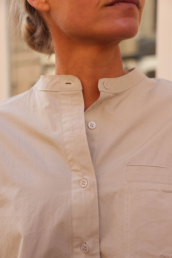 Victoire Mao Collar Blouse Beige