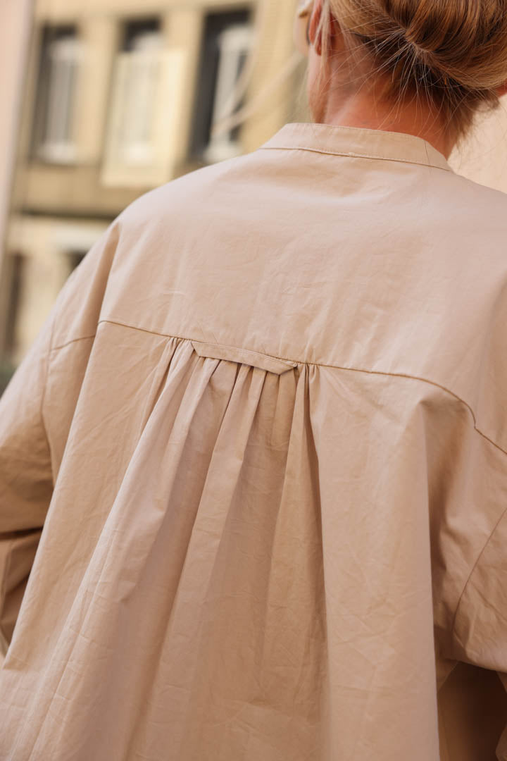 Victoire Mao Collar Blouse Beige