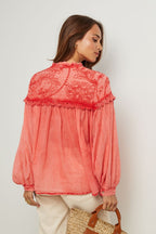 Top De Algodón, Mangas Largas - Coral