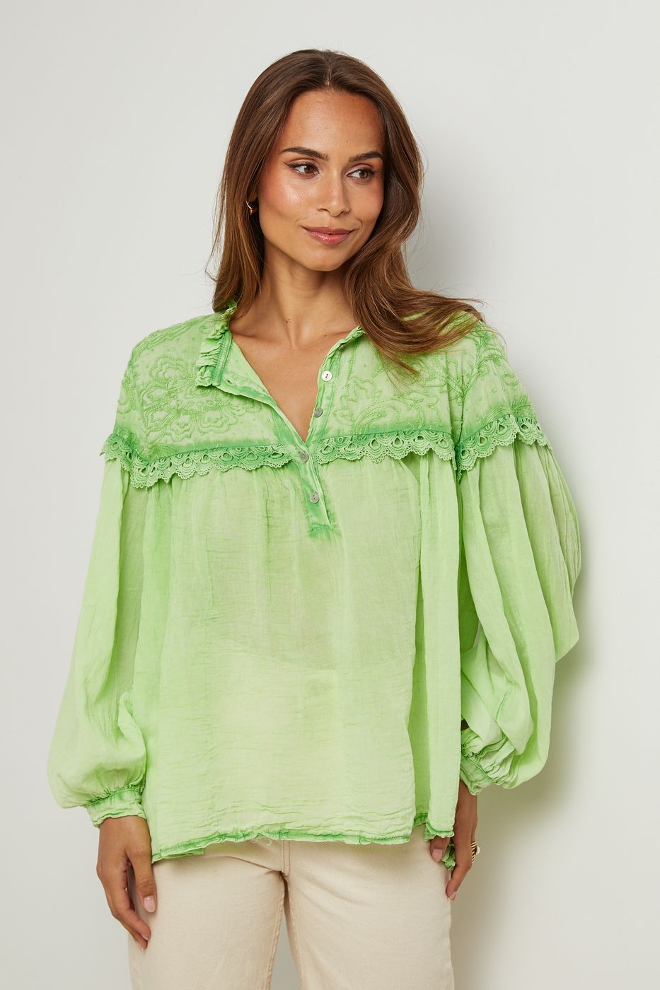 Cotton Top, Long Sleeves - Green