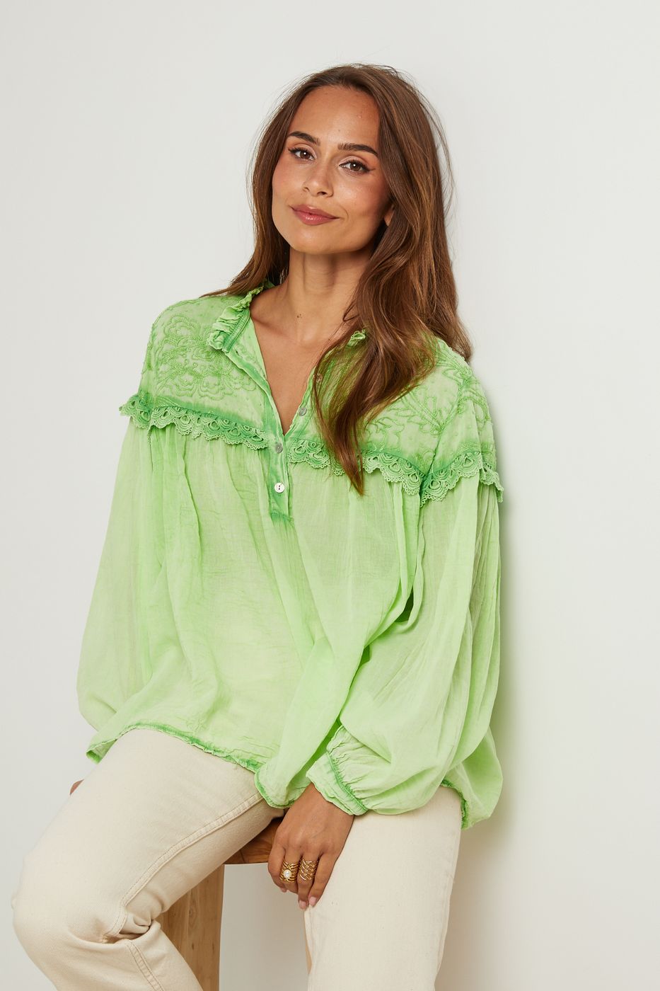 Cotton Top, Long Sleeves - Green