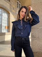 Camisa vaquera con volantes Elena