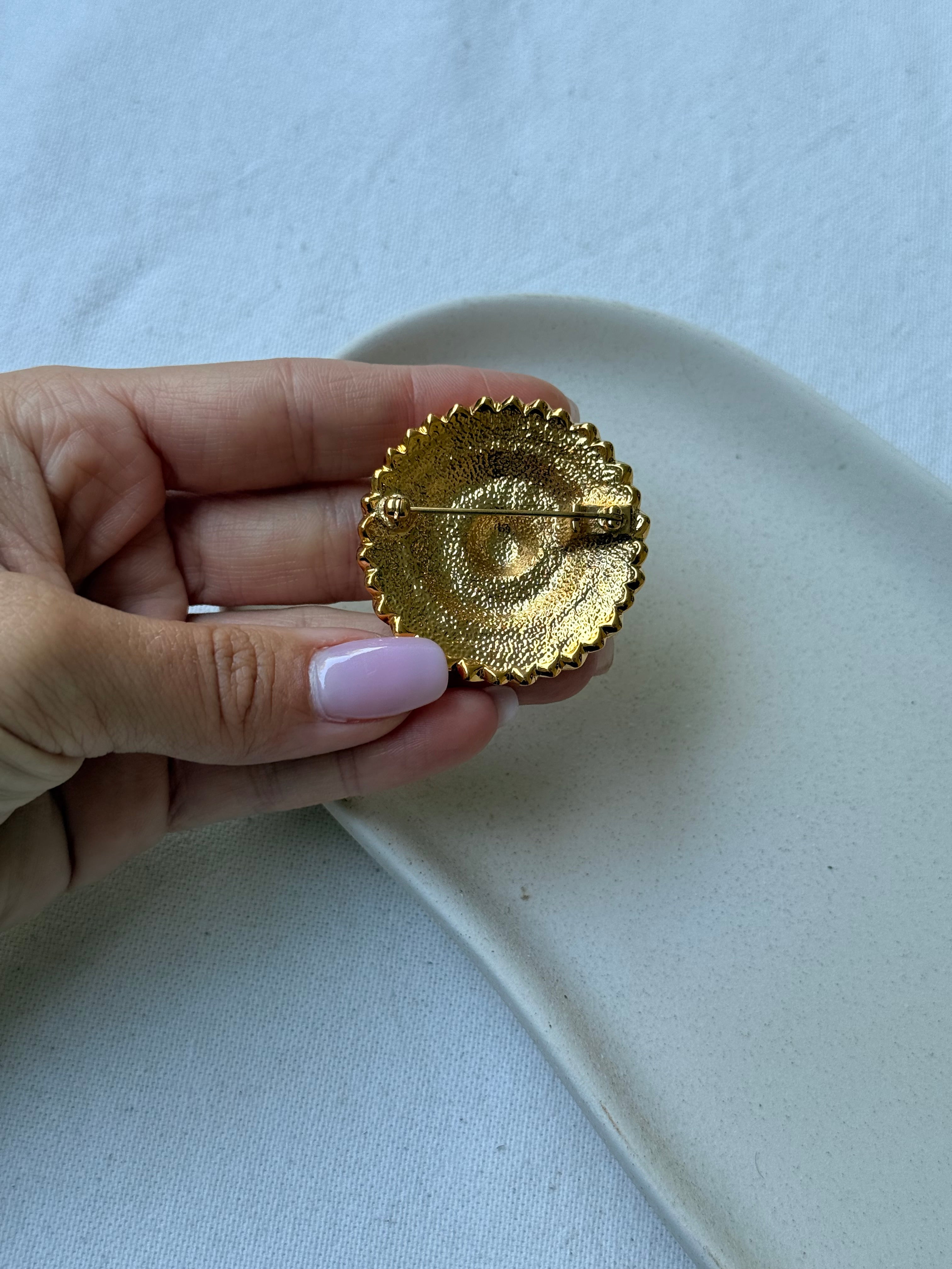Vintage Brooch - Gold-Tone Floral Motif