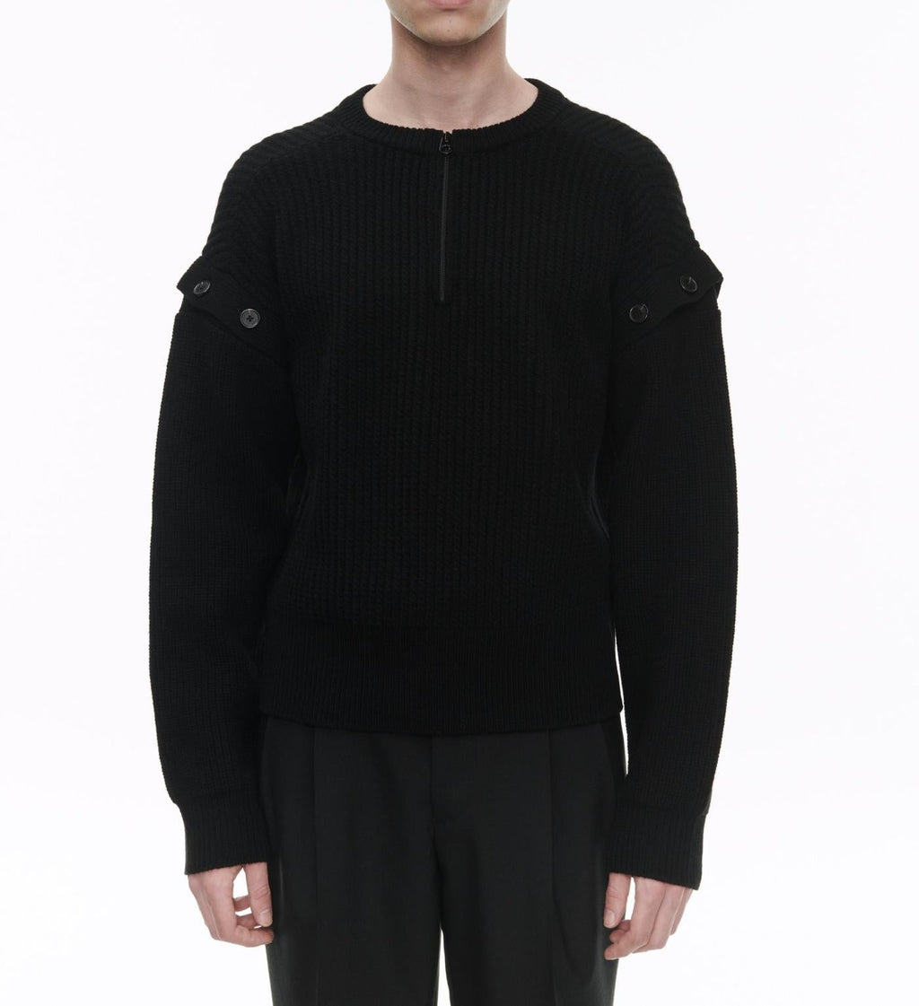 Fursac - Pull En Laine À Manches Amovibles - Noir - Homme