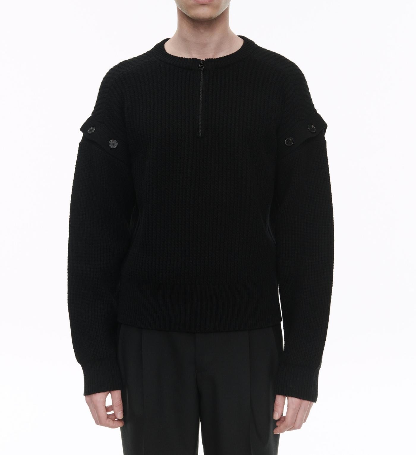 Fursac - Pull En Laine À Manches Amovibles - Noir - Homme