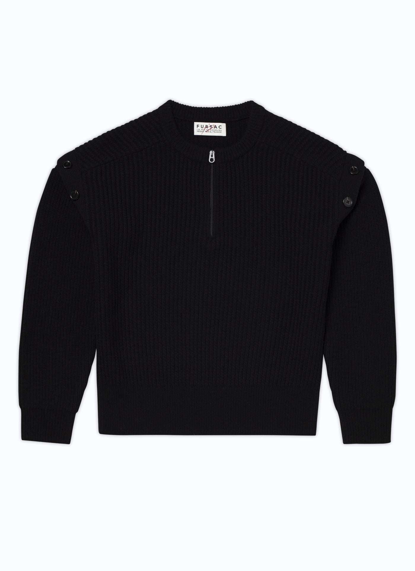 Fursac - Pull En Laine À Manches Amovibles - Noir - Homme