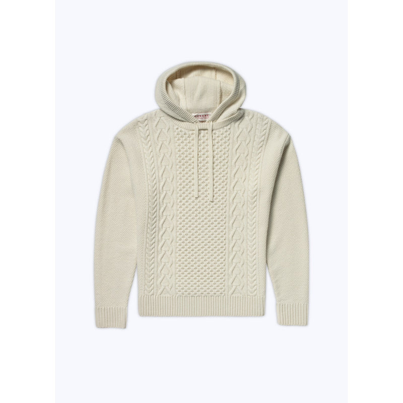 Fursac - Ecru Merino Wool Hooded Sweater - Ecru - Twisted