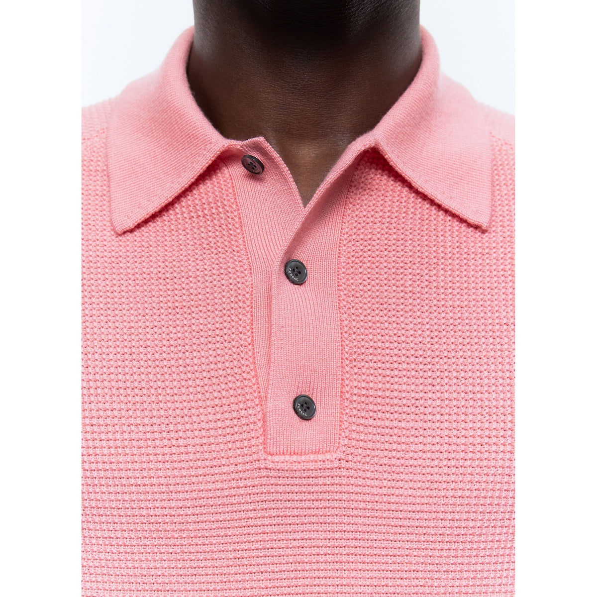 Point De Riz Polo Shirt In Certified Wool - Pink - Point De Riz