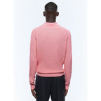 Point De Riz Polo Shirt In Certified Wool - Pink - Point De Riz