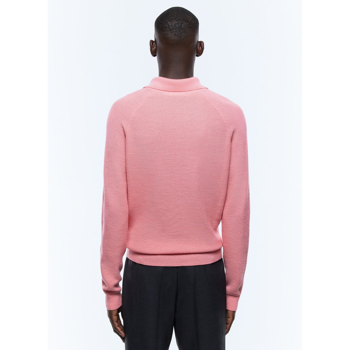 Point De Riz Polo Shirt In Certified Wool - Pink - Point De Riz