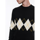 Fursac - Black Wool And Cashmere Sweater With Fantasy Pattern