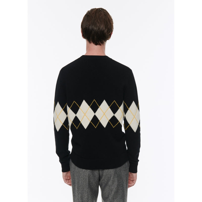 Fursac - Black Wool And Cashmere Sweater With Fantasy Pattern