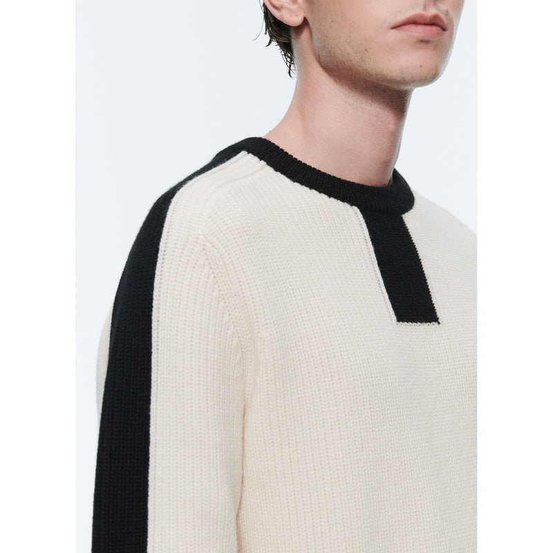 Fursac - Ecru Wool With Black Stripes Sweater