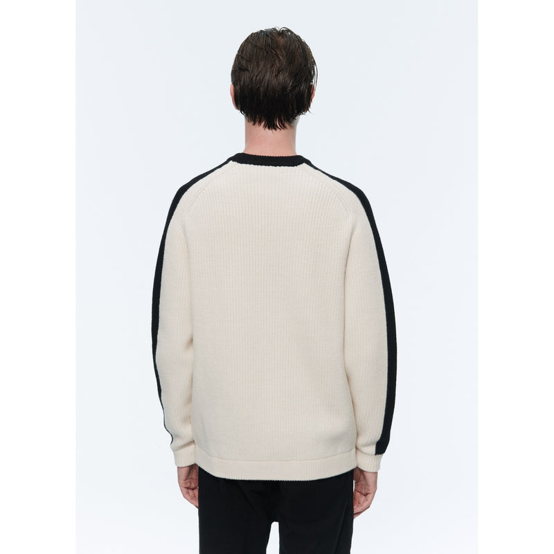 Fursac - Ecru Wool With Black Stripes Sweater