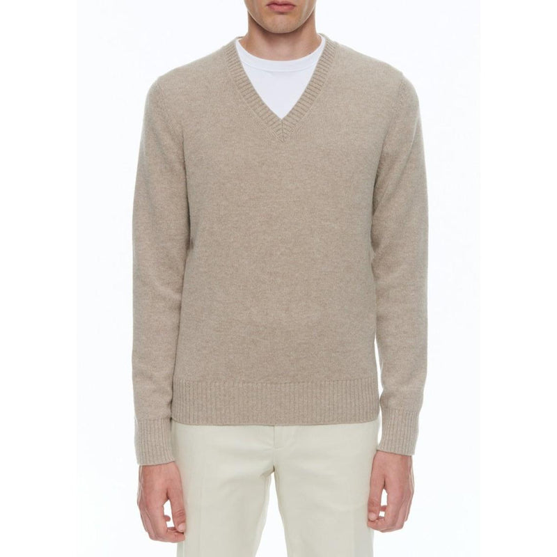 V-Neck Wool And Cashmere Sweater - Camel