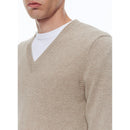 V-Neck Wool And Cashmere Sweater - Camel