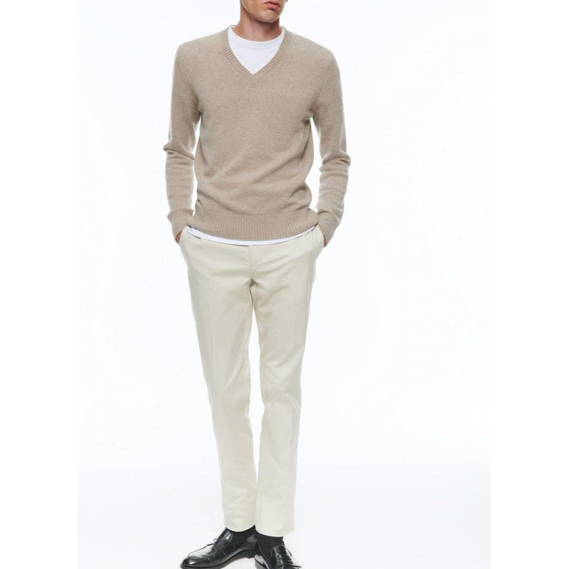 V-Neck Wool And Cashmere Sweater - Camel