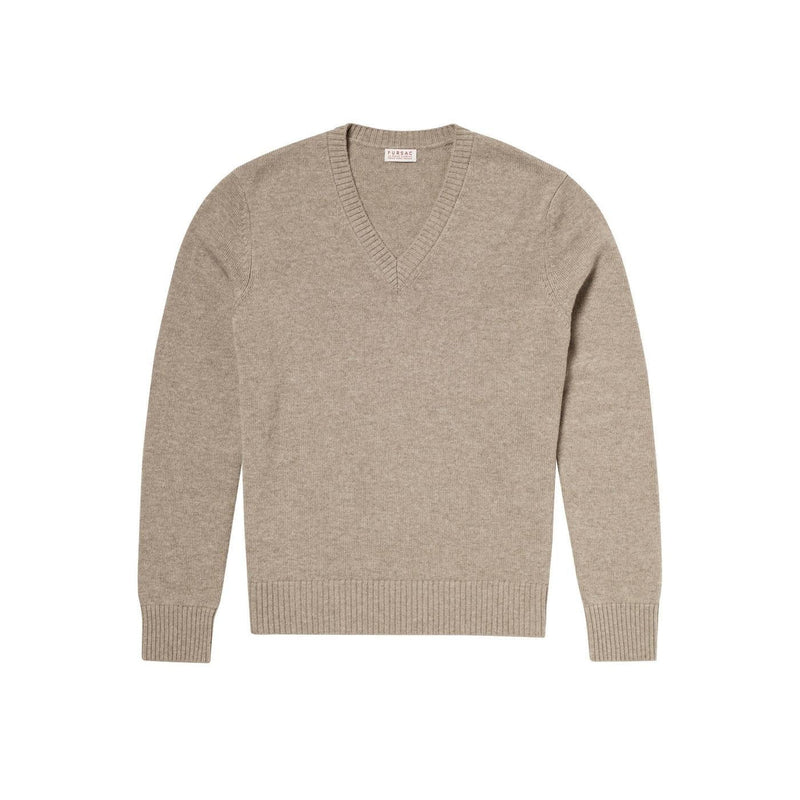 V-Neck Wool And Cashmere Sweater - Camel