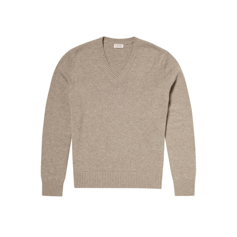 Pull Col V En Laine Et Cachemire - Camel