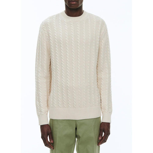 Pull À Torsades Écru En Laine Et Coton - Ecru