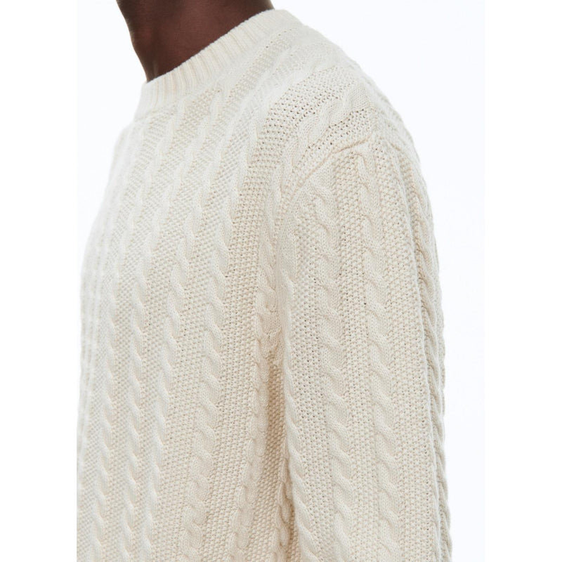Pull À Torsades Écru En Laine Et Coton - Ecru