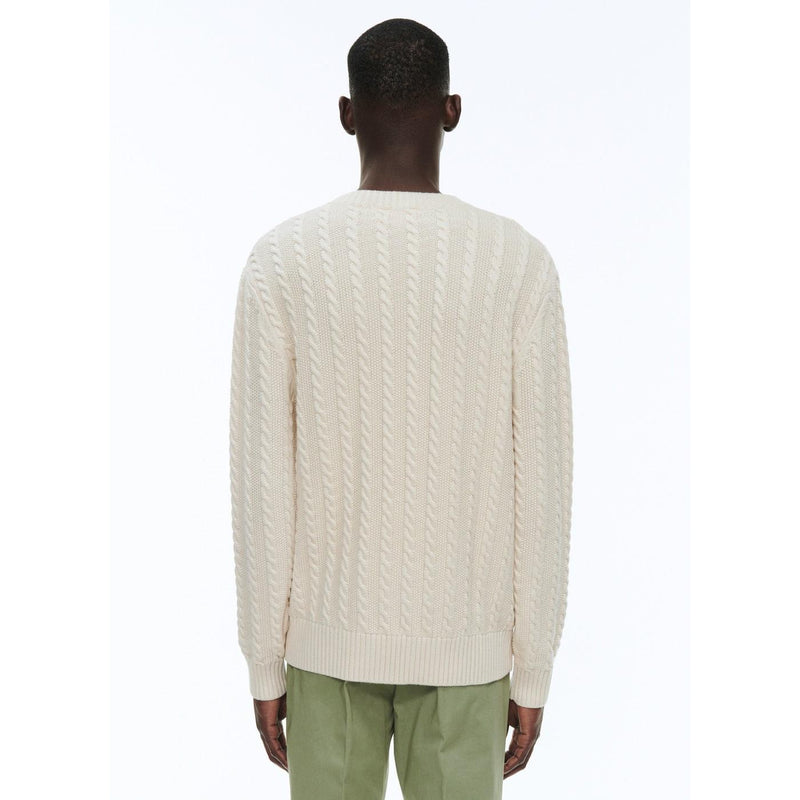 Pull À Torsades Écru En Laine Et Coton - Ecru