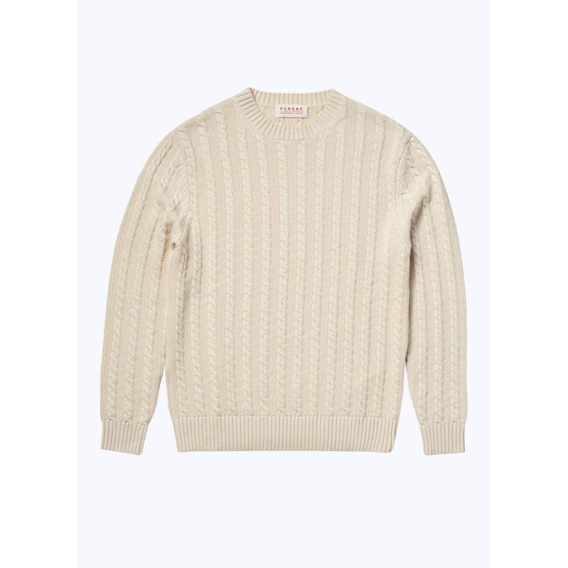 Pull À Torsades Écru En Laine Et Coton - Ecru