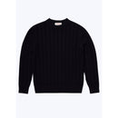 Pull À Torsades Bleu Marine En Laine Et Coton - Bleu Marine