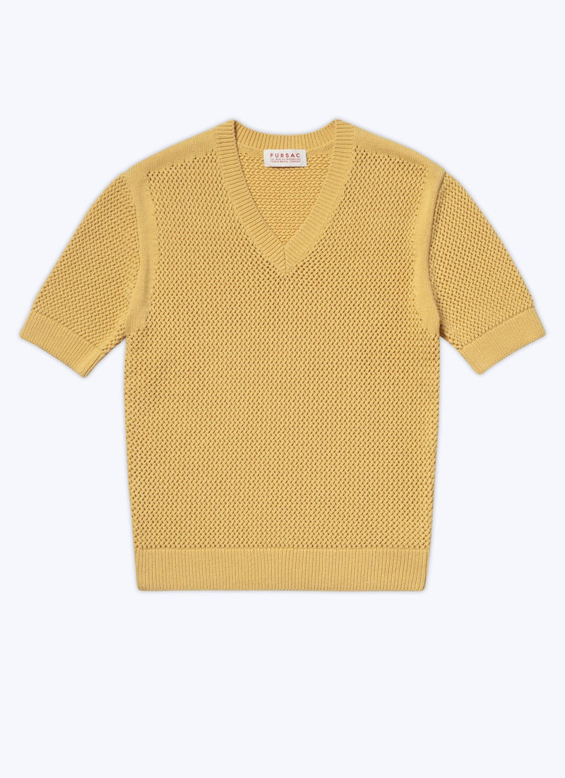 Fursac - T-Shirt Ajouré En Laine Et Coton - Jaune Paille