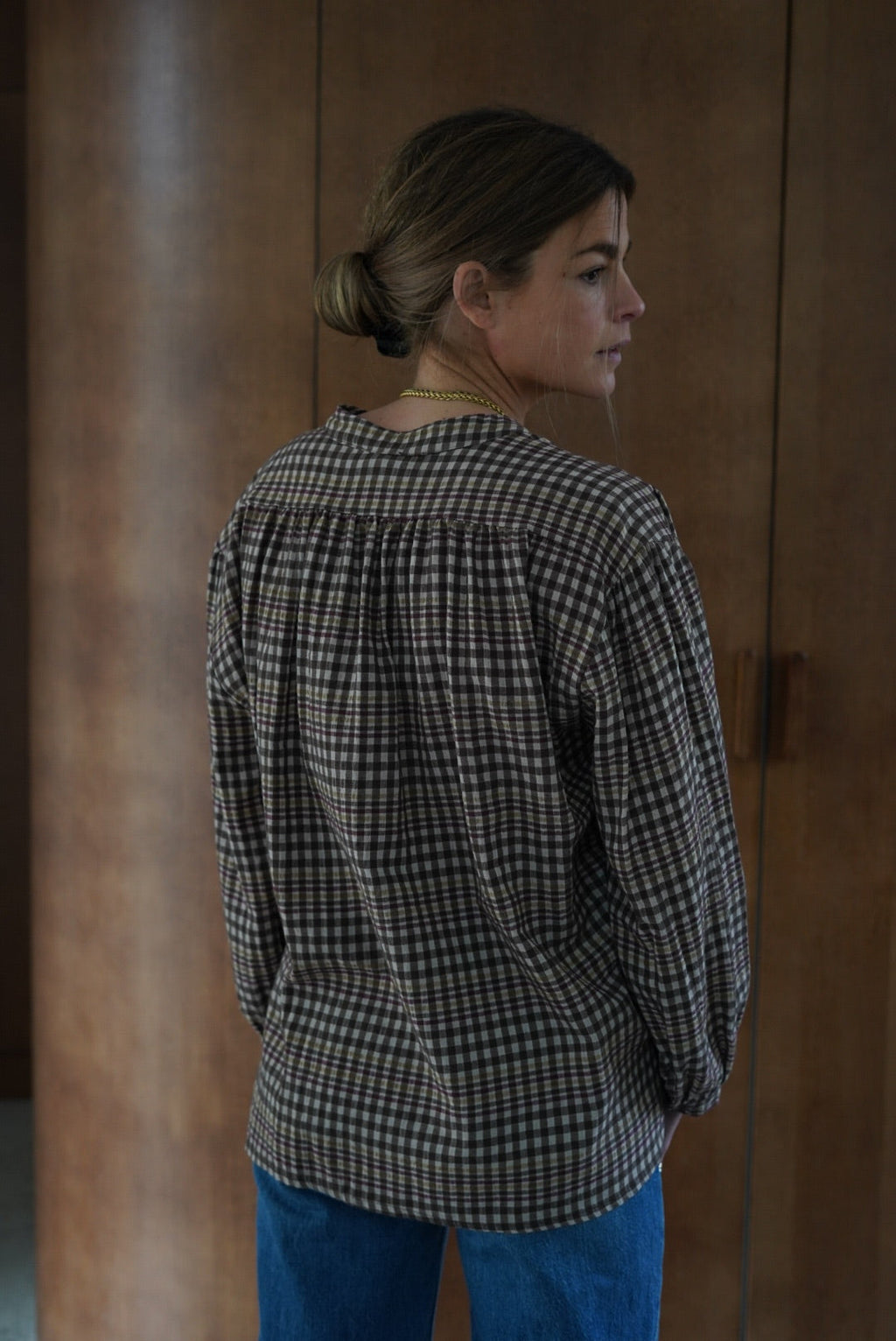 Colette Brown Check Blouse